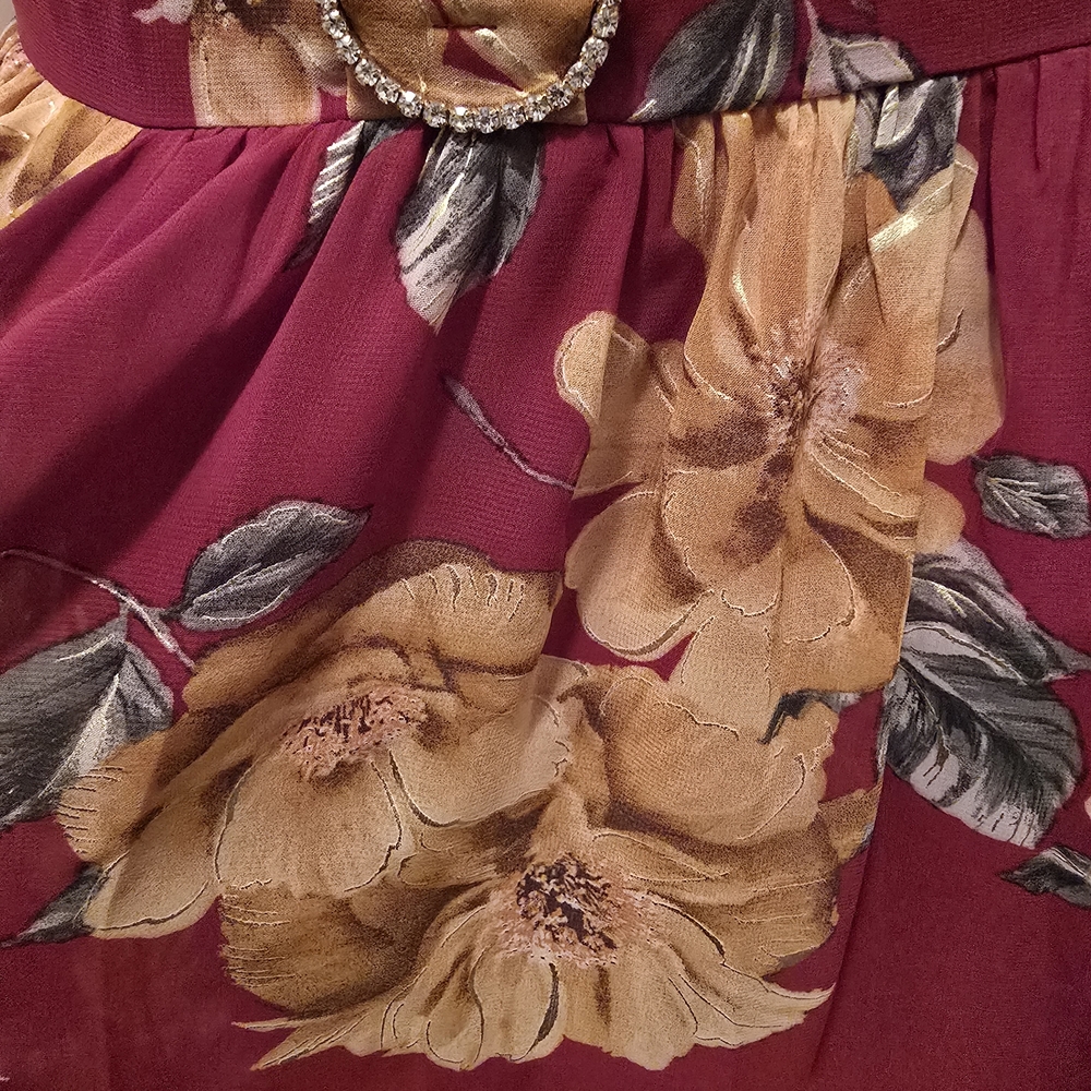Elegant Floral Maxi Dress in Red and Yellow - Picture 7 of 7